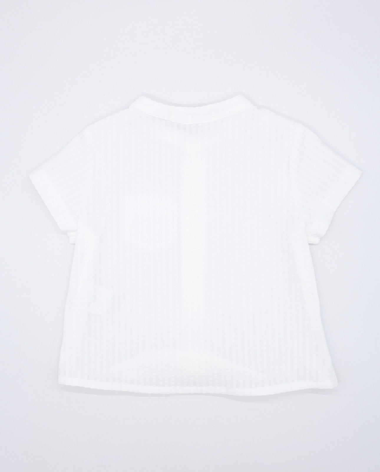 Camisa para Bebé Seersucker com Gola À Padre de Manga Curta Branco-2