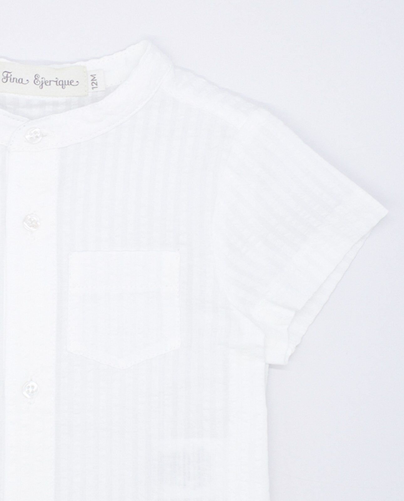 Camisa para Bebé Seersucker com Gola À Padre de Manga Curta Branco-3
