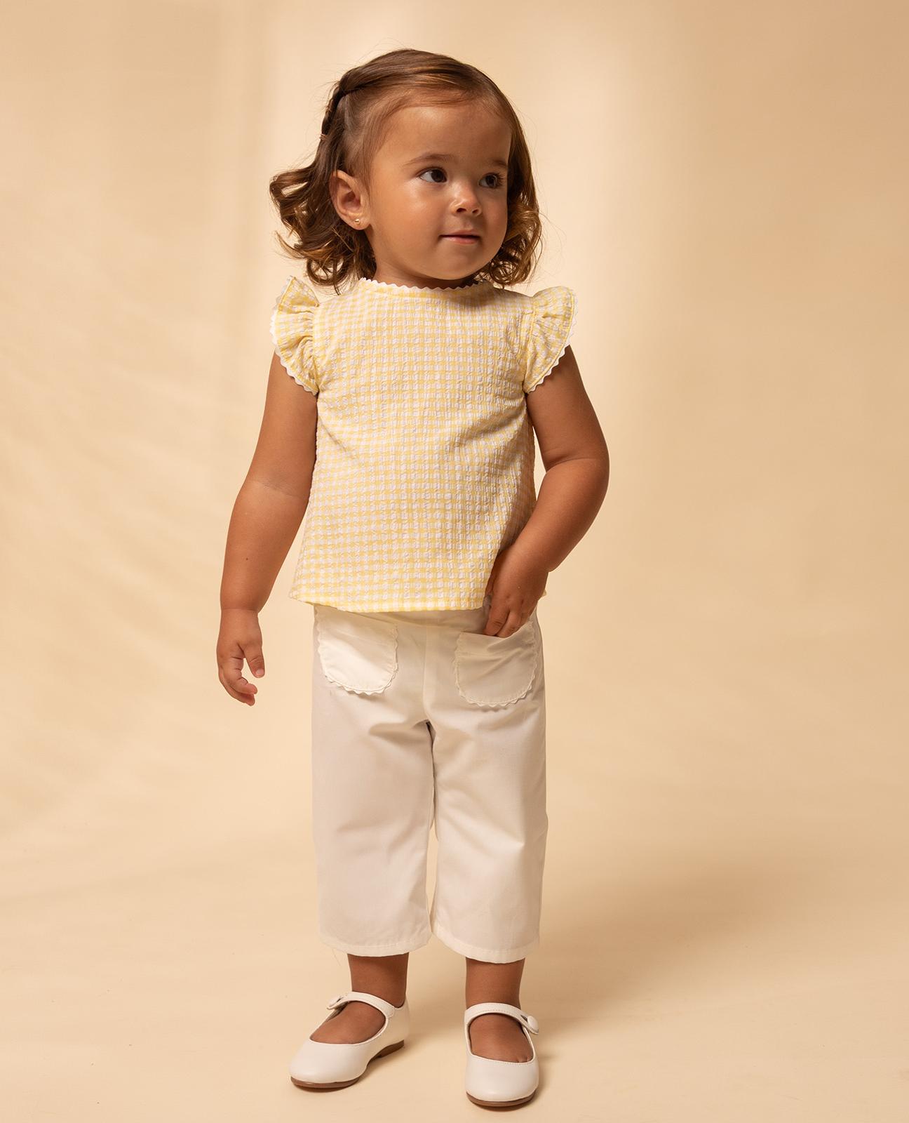 Imagem 0 de Blusa para Bebé Vichy com Manga Volante e Ondulina