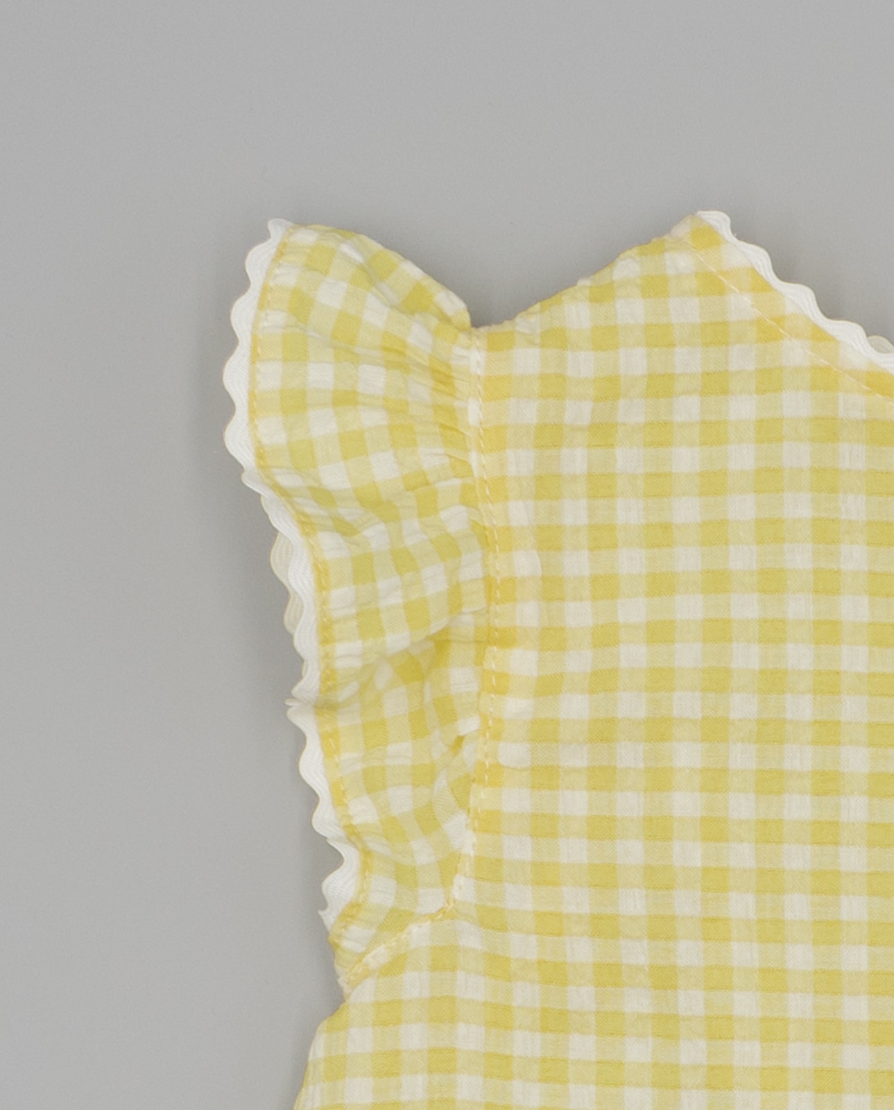 Blusa para Bebé Vichy com Manga Volante e Ondulina Fina Ejerique Amarelo-4