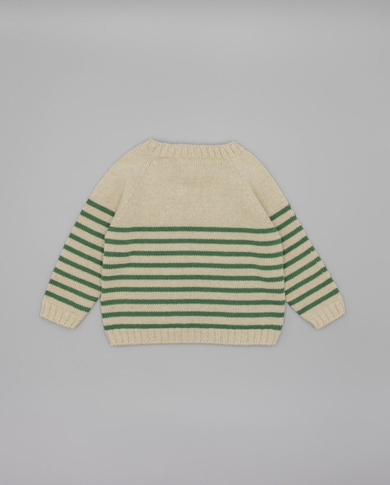 Camisola para Bebé Às Riscas de Tricô em Algodão e Linho Fina Ejerique Cru-2