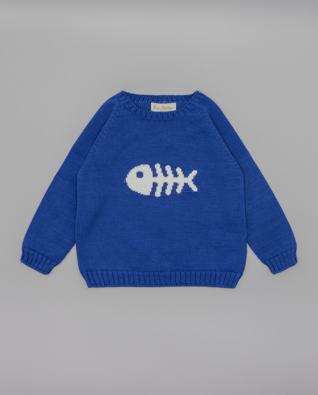 Camisola Infantil de Malha em Algodão com Peixe Azul-índigo-2