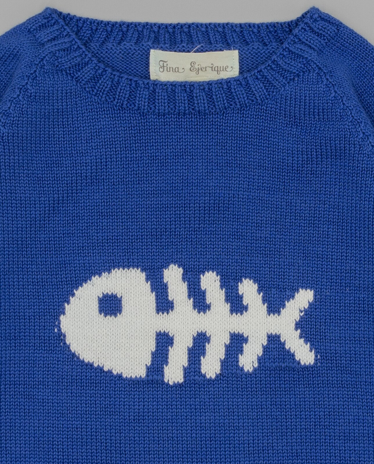 Camisola Infantil de Malha em Algodão com Peixe Azul-índigo-4