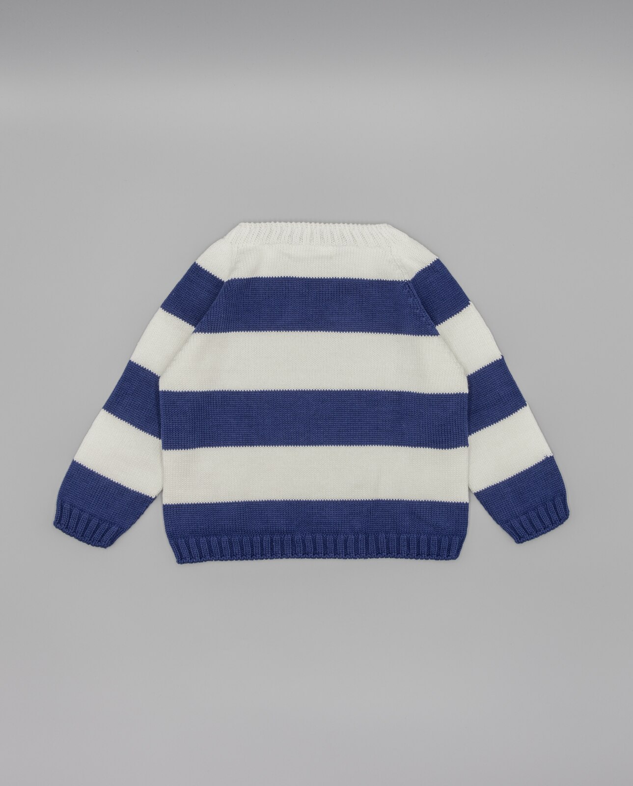 Camisola para Bebé de Tricô em Algodão Às Riscas Fina Ejerique Branco-2