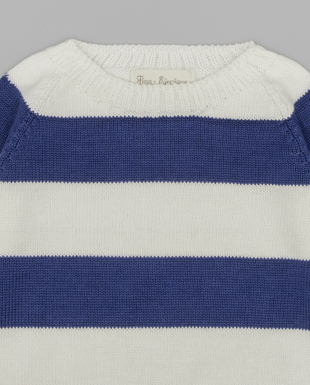 Camisola para Bebé de Tricô em Algodão Às Riscas Fina Ejerique Branco-3