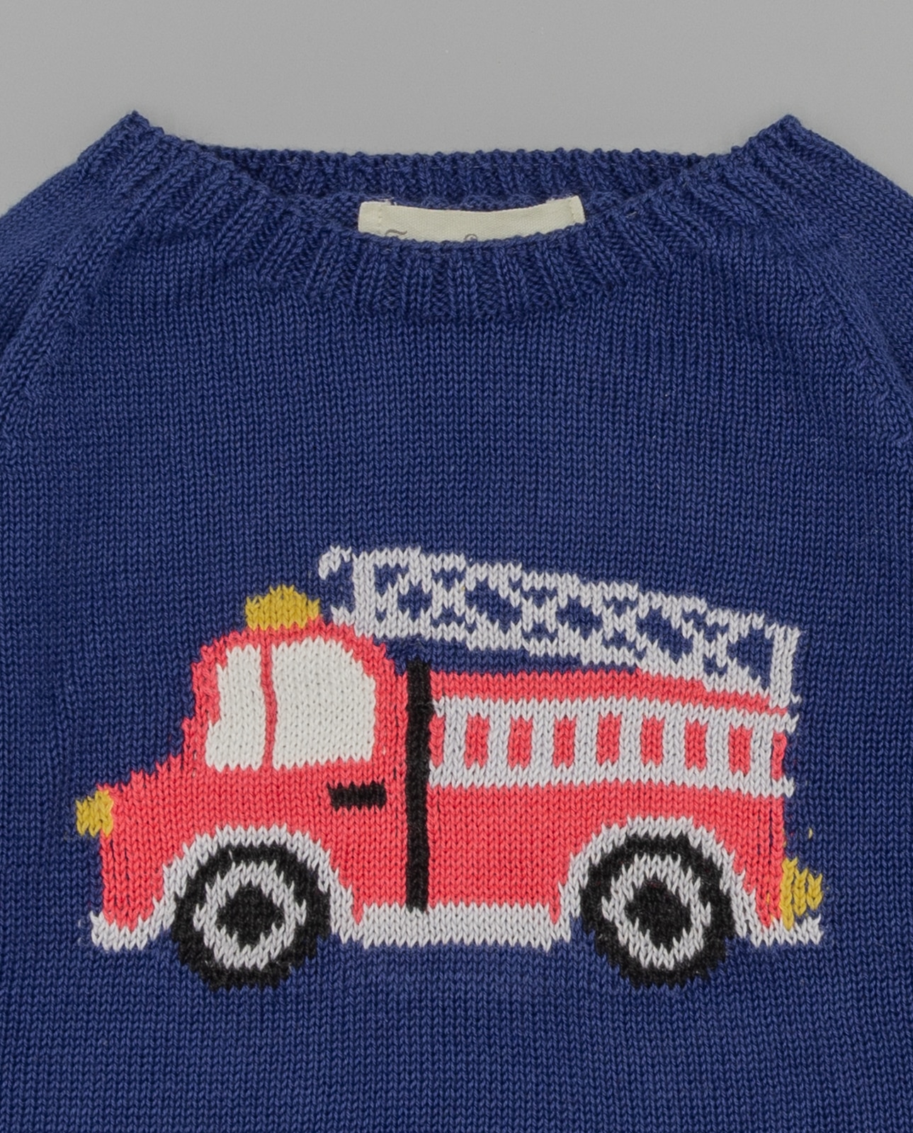 Camisola para Bebé de Tricô em Algodão com Camion Jacquard Fina Ejerique Azul-marinho-3