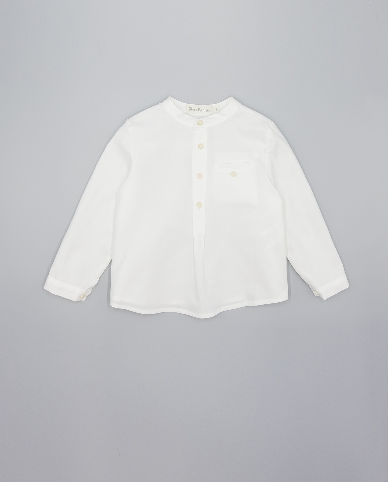 Camisa para Bebé Oxford com Gola À Padre de Manga Comprida Fina Ejerique Branco-2