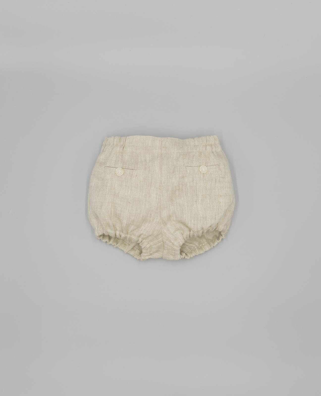 Imagem 0 de Bermuda para Bebé em Linho Rústico com Bolsos Ojal e Borrachas na Perna