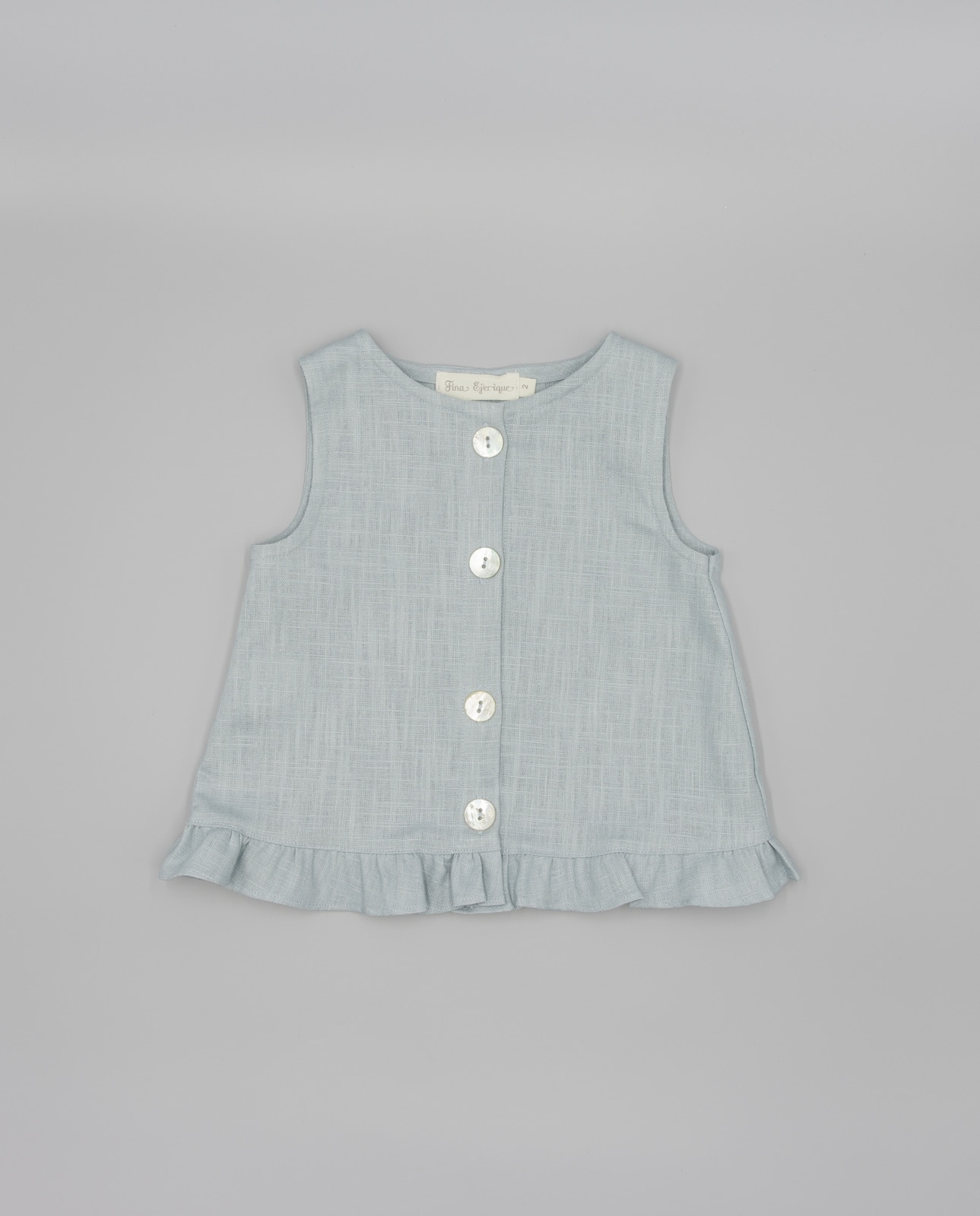 Imagem 0 de Blusa Infantil de Linho com Folho na Bainha e Botões Nácar