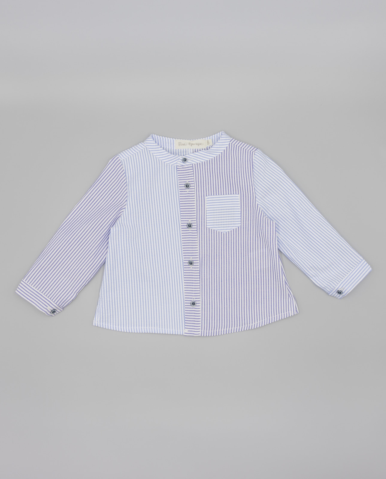 Imagem 0 de Camisa Infantil Seersucker Às Riscas com Gola À Padre