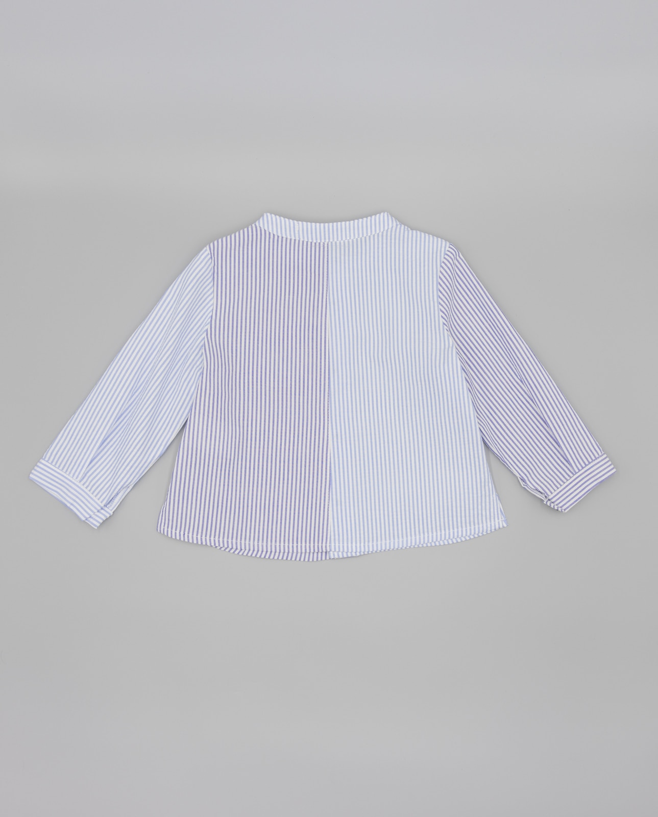 Camisa Infantil Seersucker Às Riscas com Gola À Padre Fina Ejerique Azul-marinho-2