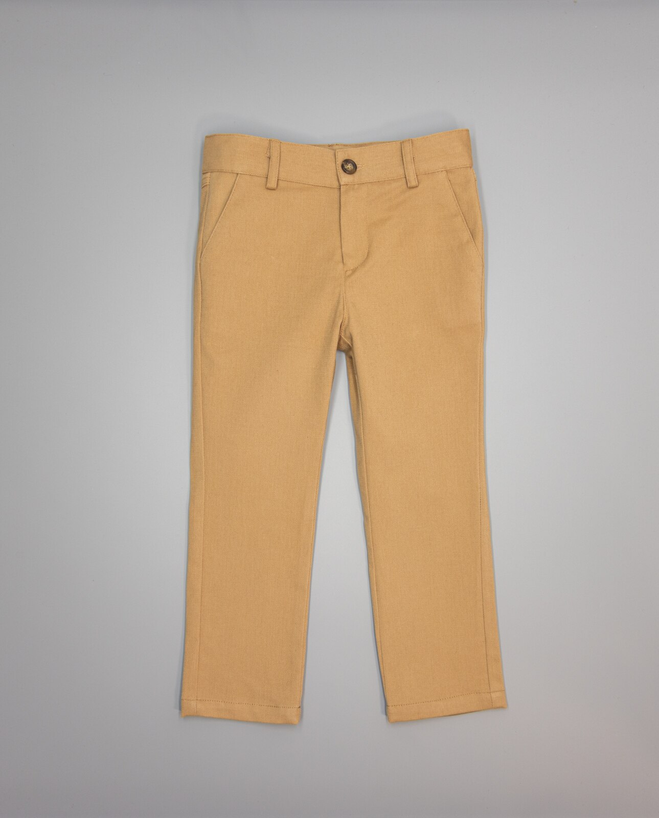 Calças Infantil de Sarja com Bolsos e Ajuste Interior Camel-2