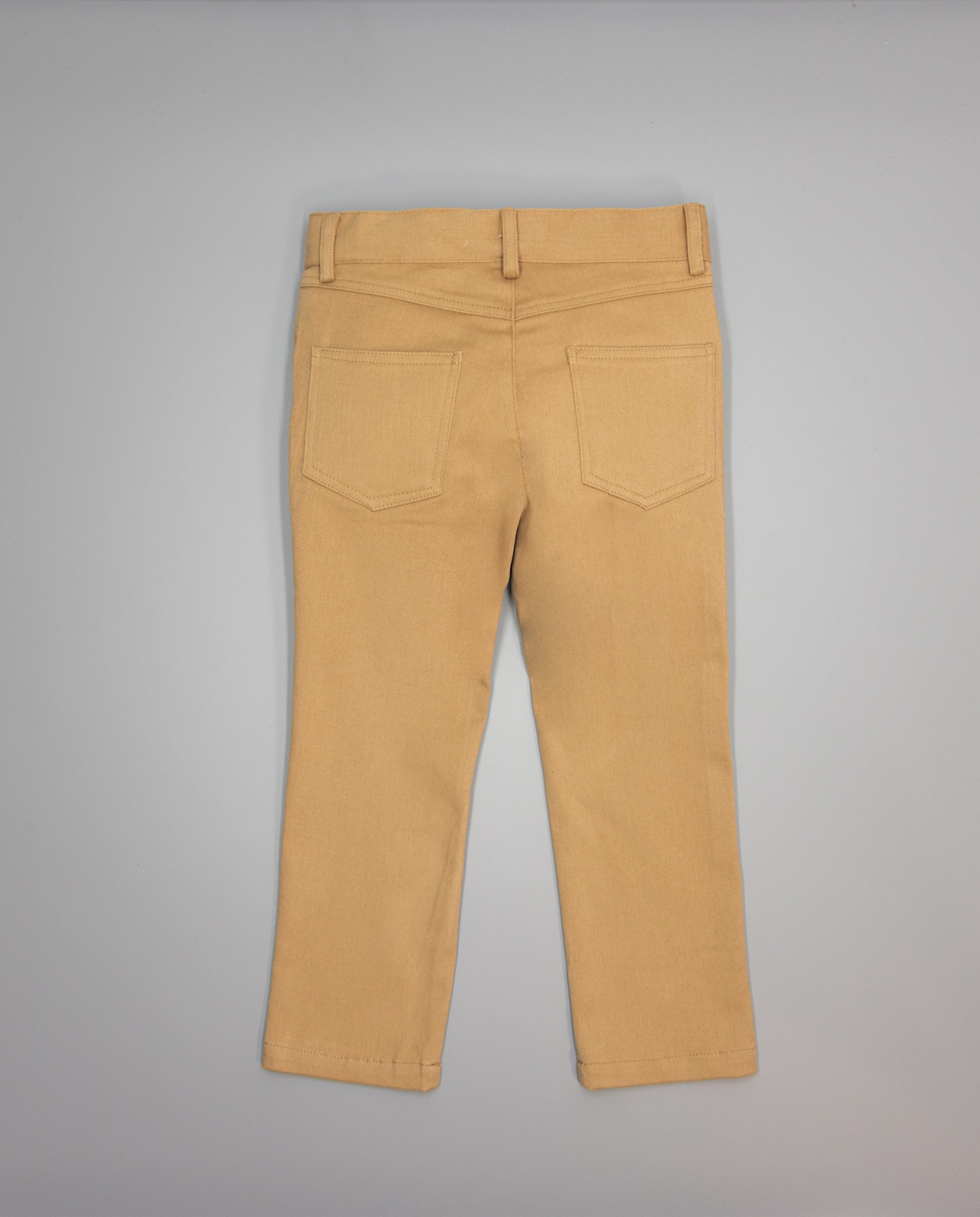 Calças Infantil de Sarja com Bolsos e Ajuste Interior Camel-3