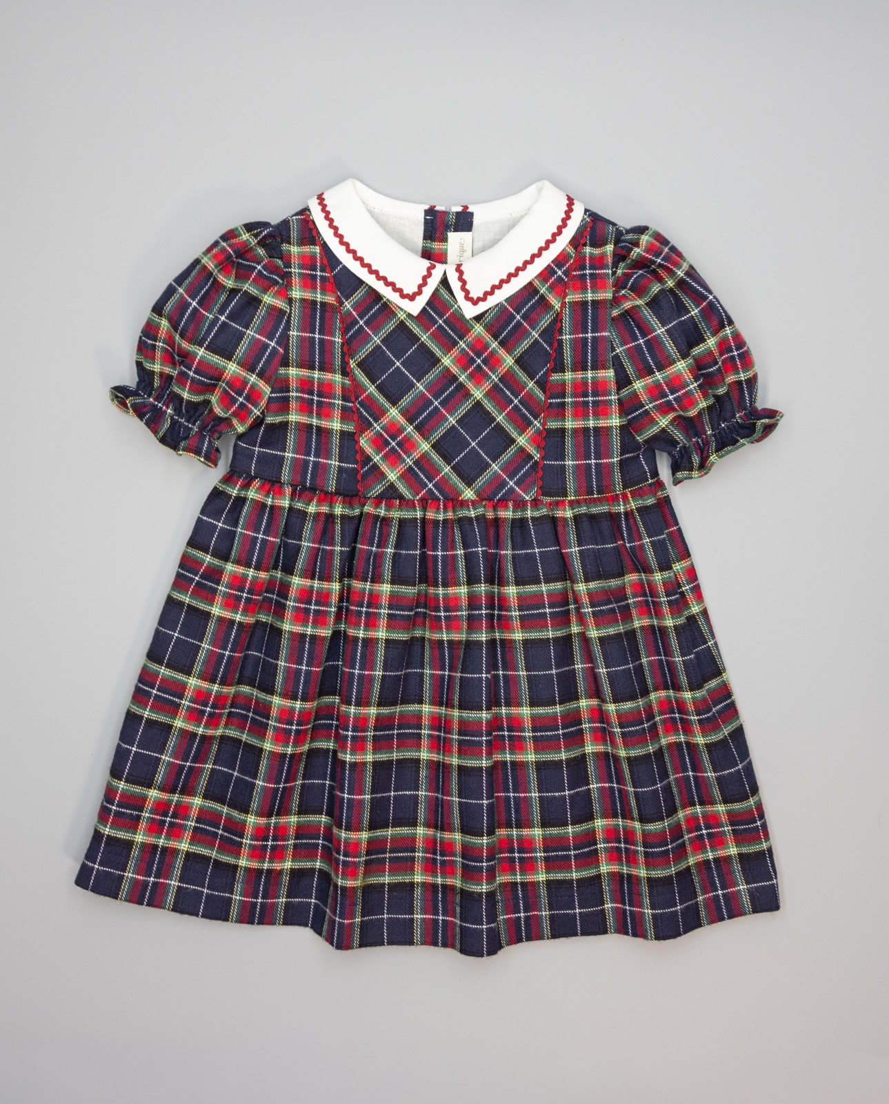 Imagem 0 de Vestido em Azul e Bordeaux Aos Quadrados Escoceses com Ondulina Bordeaux