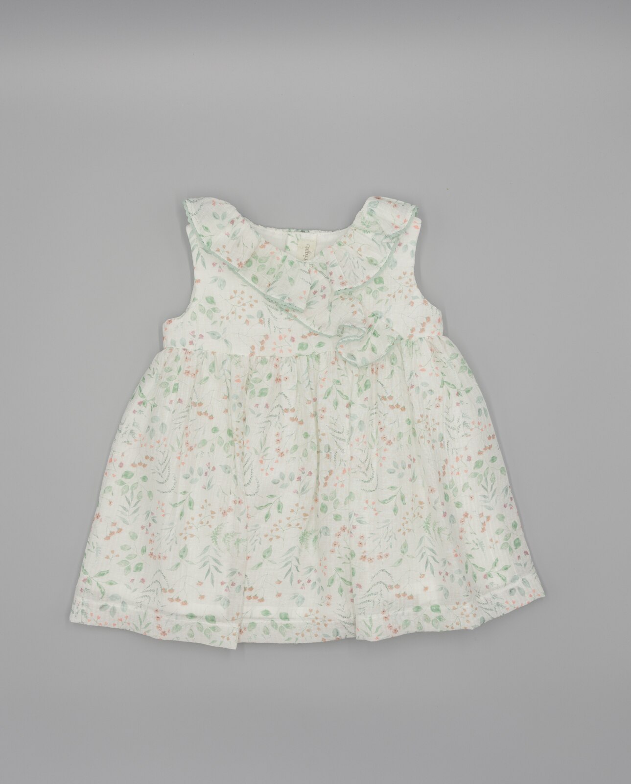 Vestido para Bebé em Organza com Folho Cruzado e Renda Branco-2