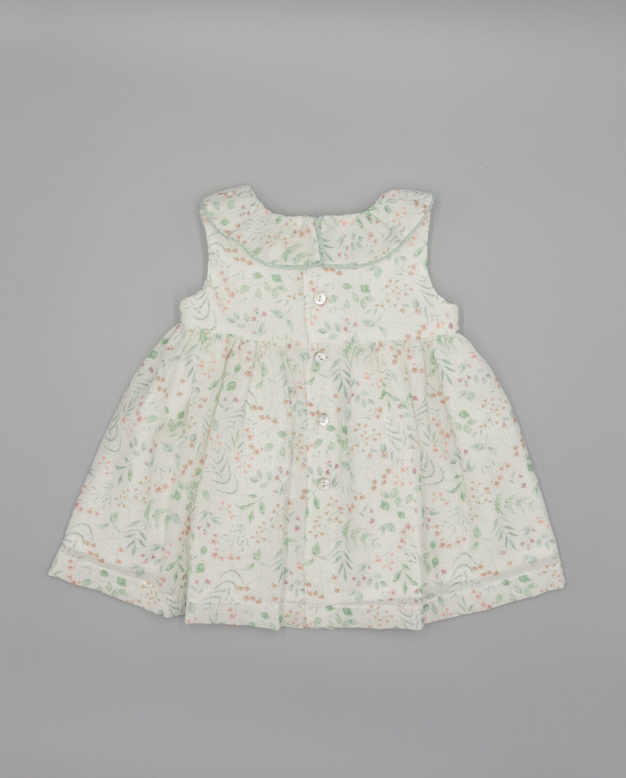 Vestido para Bebé em Organza com Folho Cruzado e Renda Branco-3