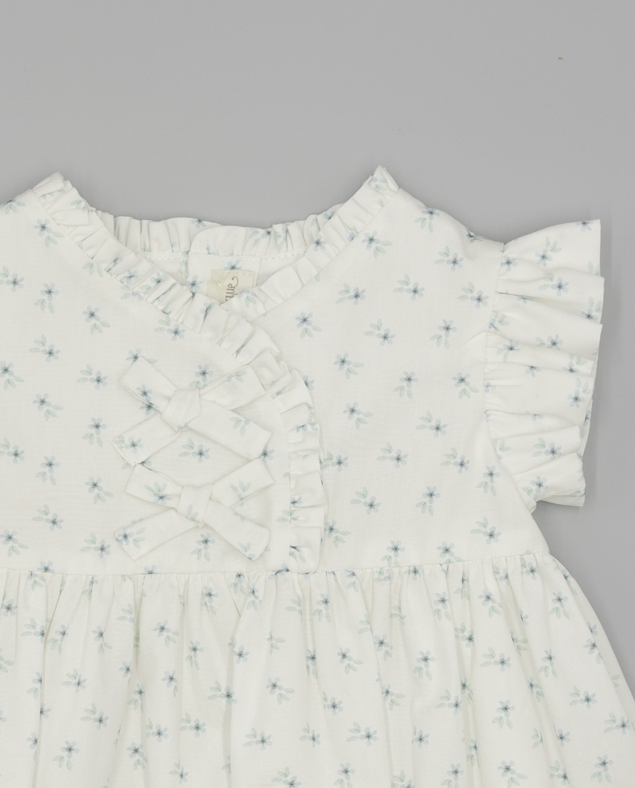 Vestido para Bebé com Estampado Floral e Laços Frontais Fina Ejerique Branco-4