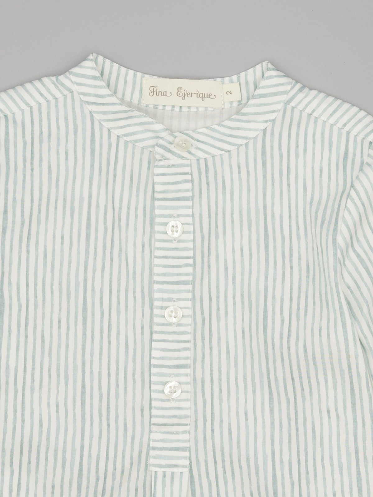 Camisa para Bebé Às Riscas com Gola À Padre de Manga Comprida Azul-claro-3