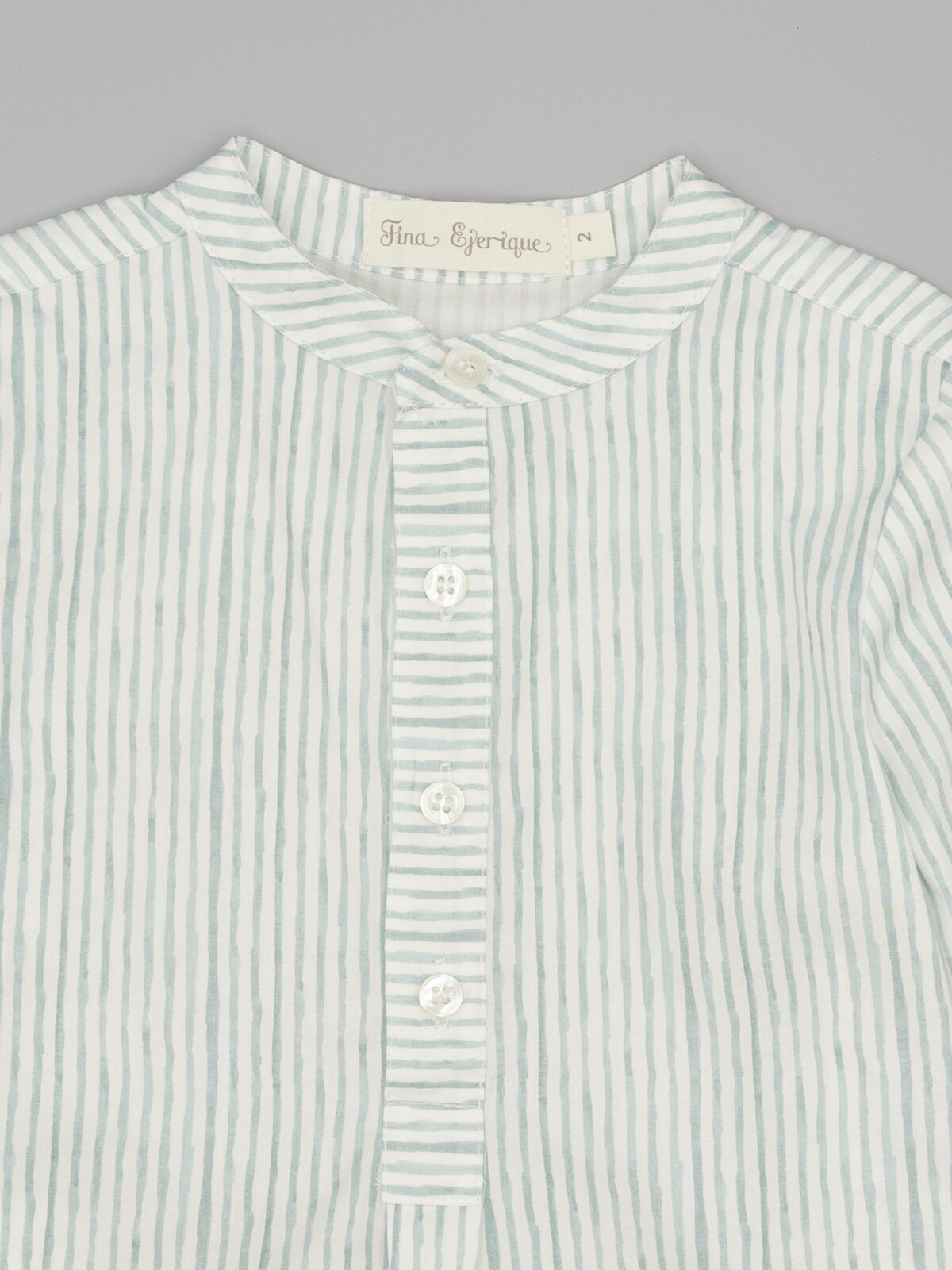 Camisa Infantil Às Riscas com Gola À Padre de Manga Comprida Fina Ejerique Azul-claro-3