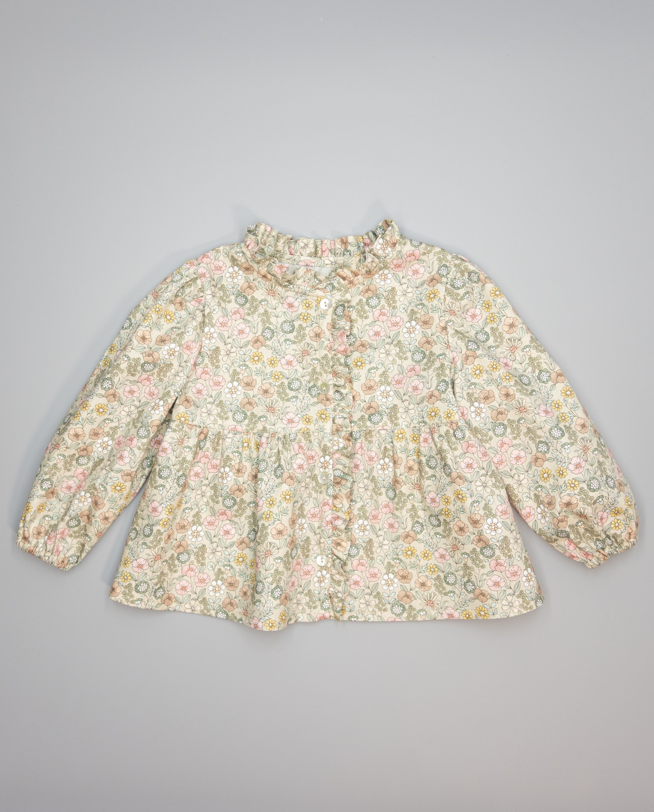 Imagem 0 de Camisa Infantil em Flanela Floral Franzida com Folho