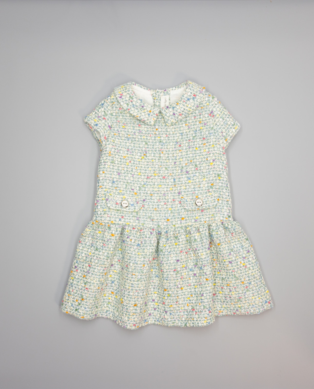 Imagem 0 de Vestido Infantil em Tecido Tipo Tweed com Corte na Anca e Botões
