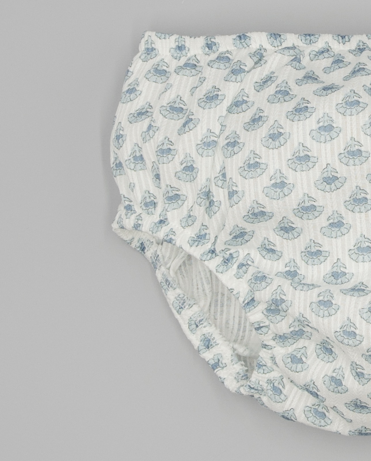 Tapa Fraldas de Algodão com Estampado Floral Às Riscas Fina Ejerique Azul / Branco-3