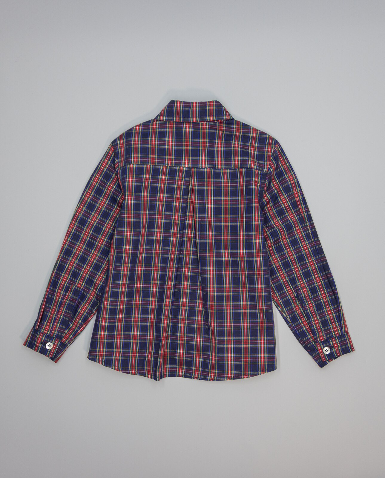 Camisa Aos Quadrados Escoceses em Marinho e Vermelho com Folho Posterior Marinho-2