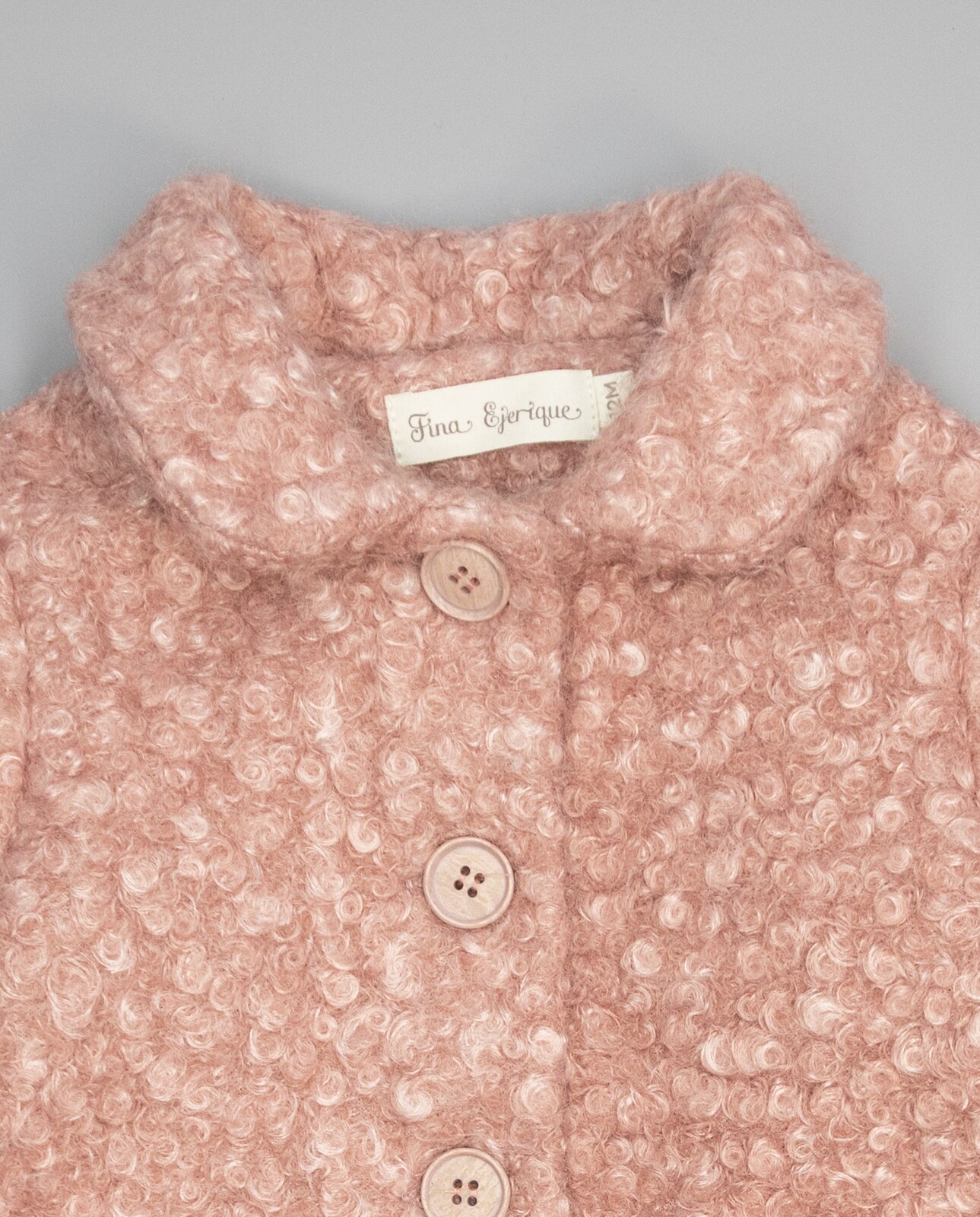 Sobretudo de Bouclé com Bolsos Plastrão e Folho nas Costas Rosa-3