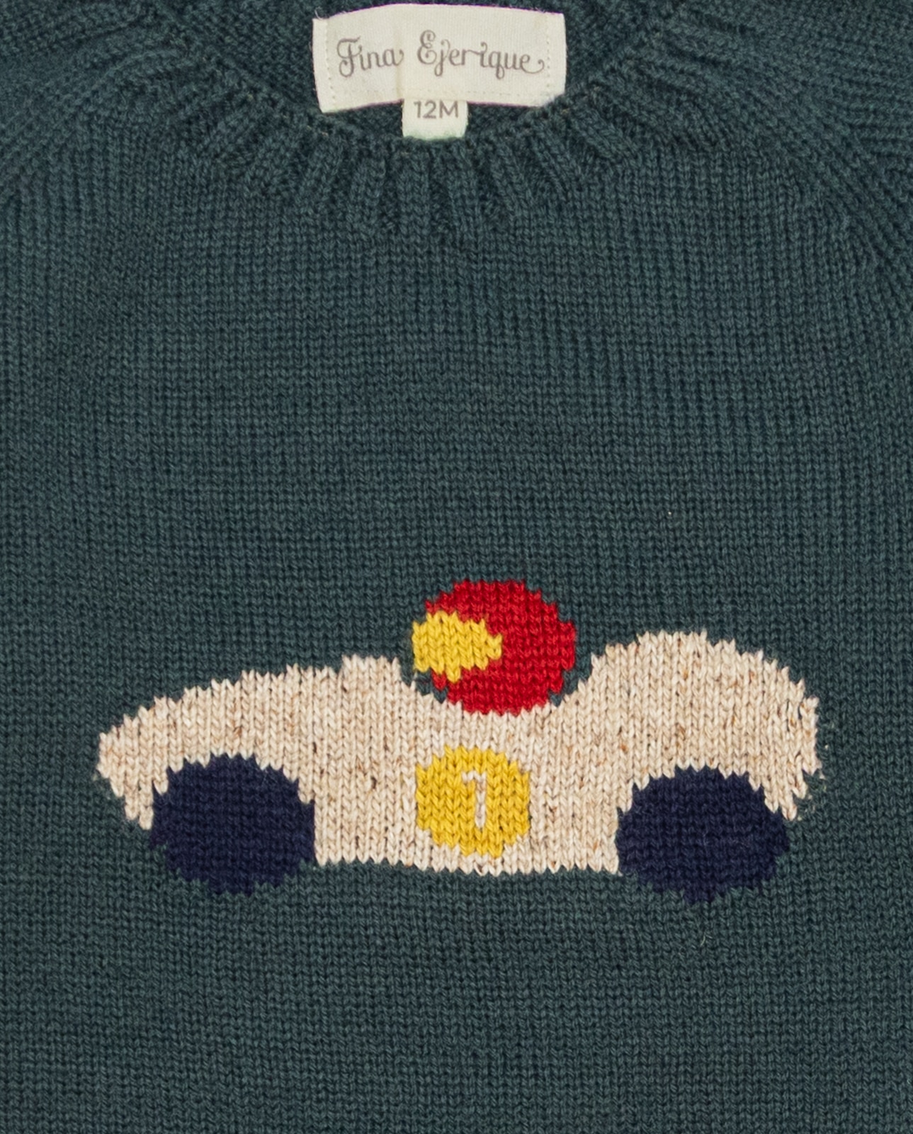 Camisola Verde de Lã Merino com Intarsia de Carro Verde-escuro-4