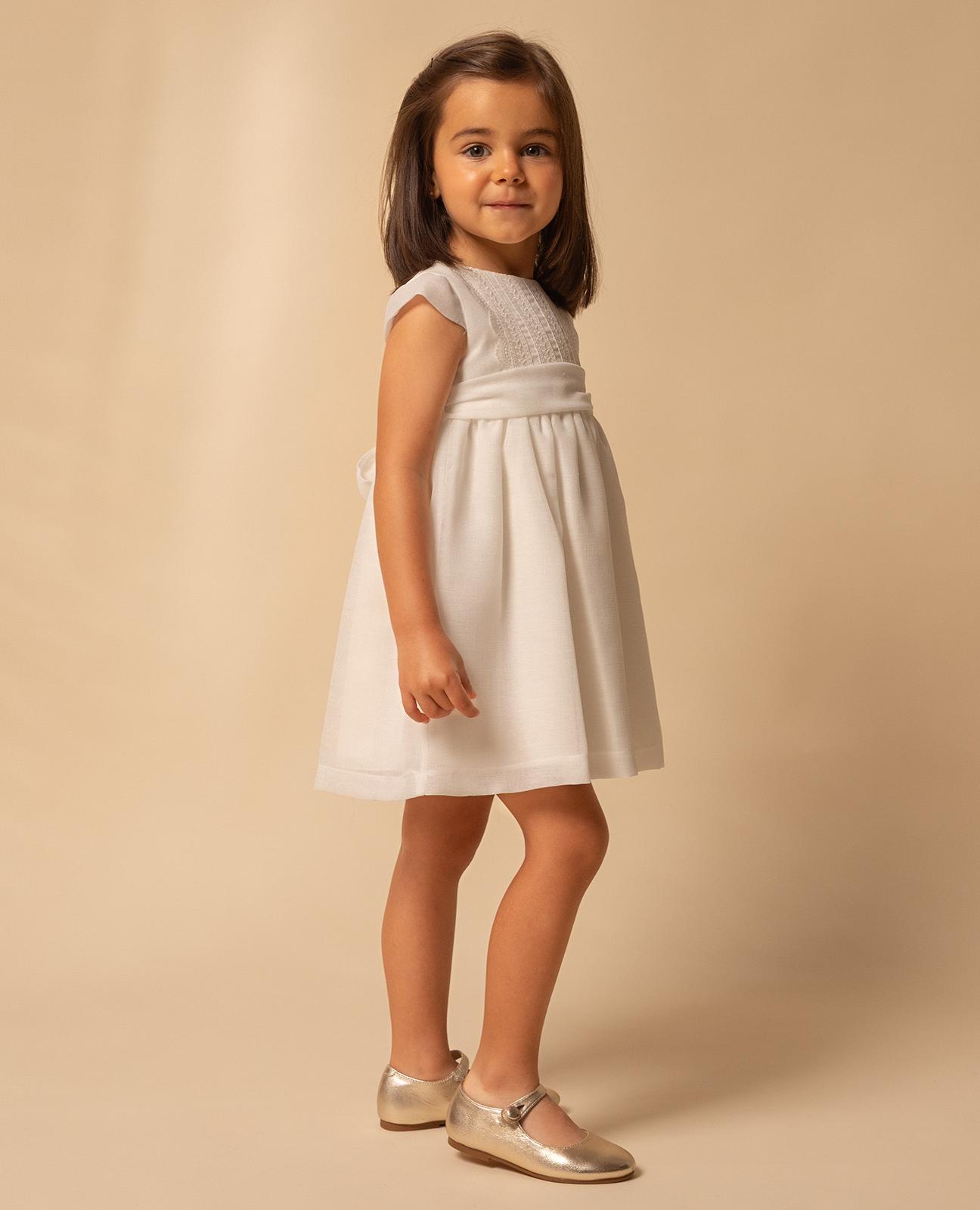 Imagem 0 de Vestido Infantil em Gazar com Entredoses e Laçada