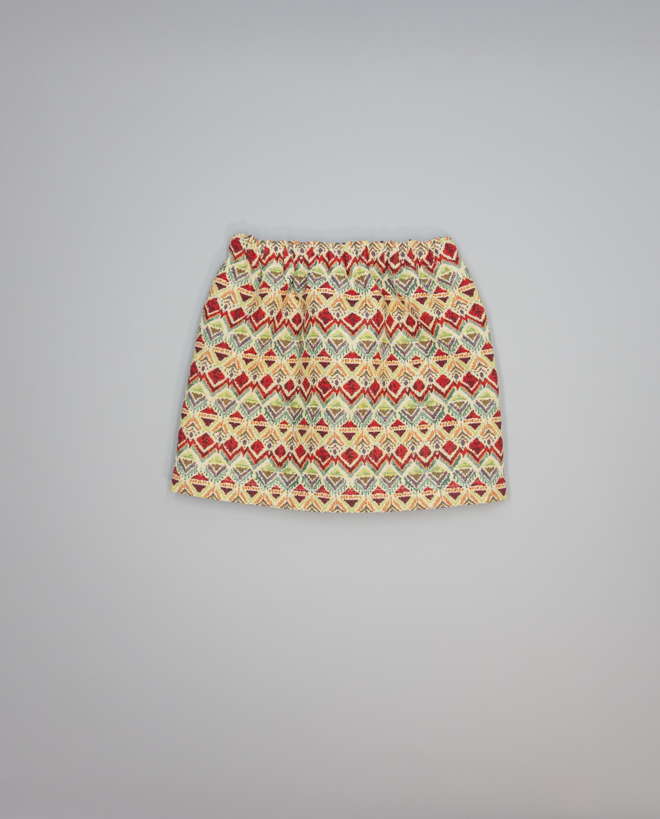 Saia Franzida de Jacquard Tapeceiro com Laços de Veludo Vermelho-2