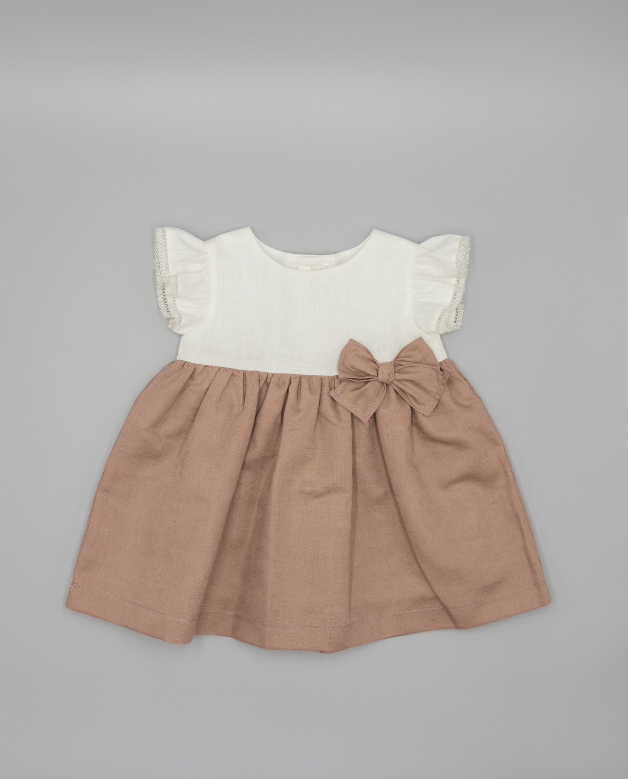 Vestido para Bebé com Corpo Liso e Laço Lateral Fina Ejerique Rosa / Branco-2