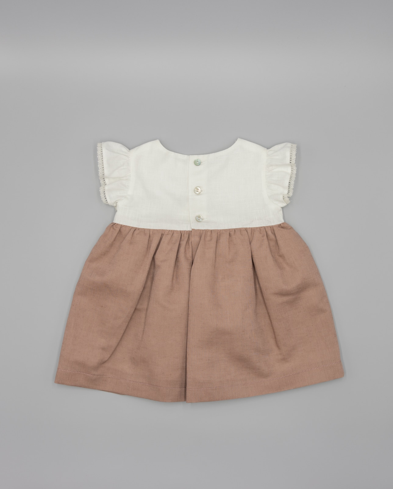 Vestido para Bebé com Corpo Liso e Laço Lateral Fina Ejerique Rosa / Branco-3