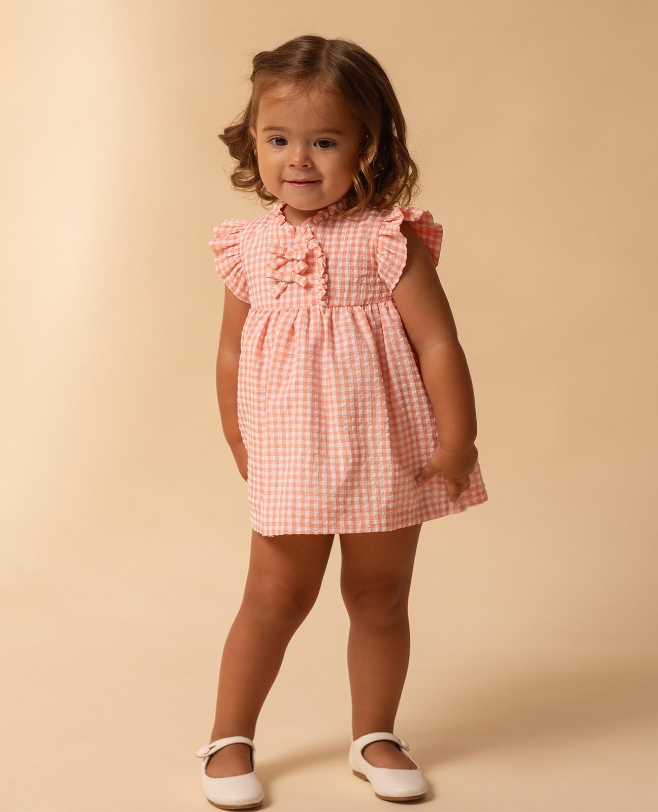 Imagem 0 de Vestido para Bebé Vichy com Laços Frontais