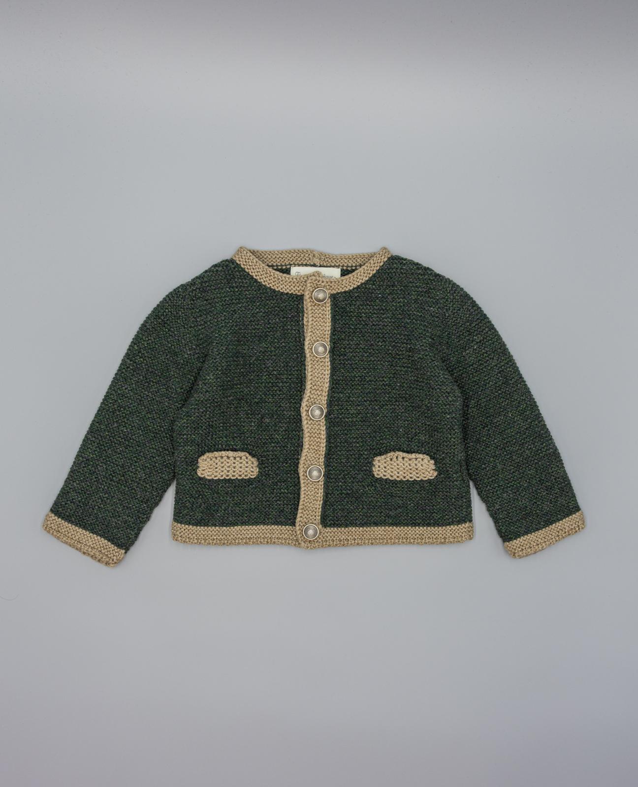 Casaco Verde Tipo Austríaco de Lã Merino com Botões Metálicos Verde-2