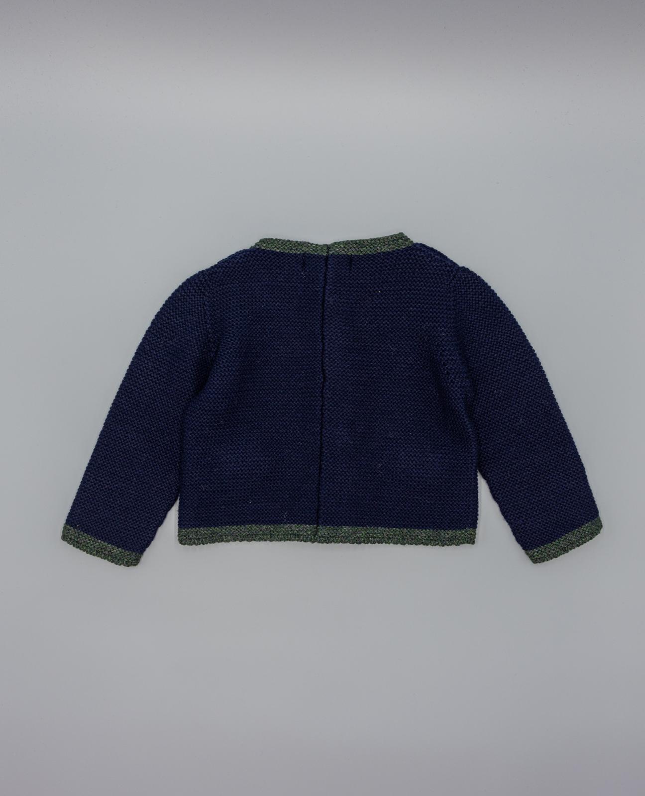Casaco Azul-marinho Tipo Austríaco de Lã Merino com Botões Metálicos Azul-marinho-2