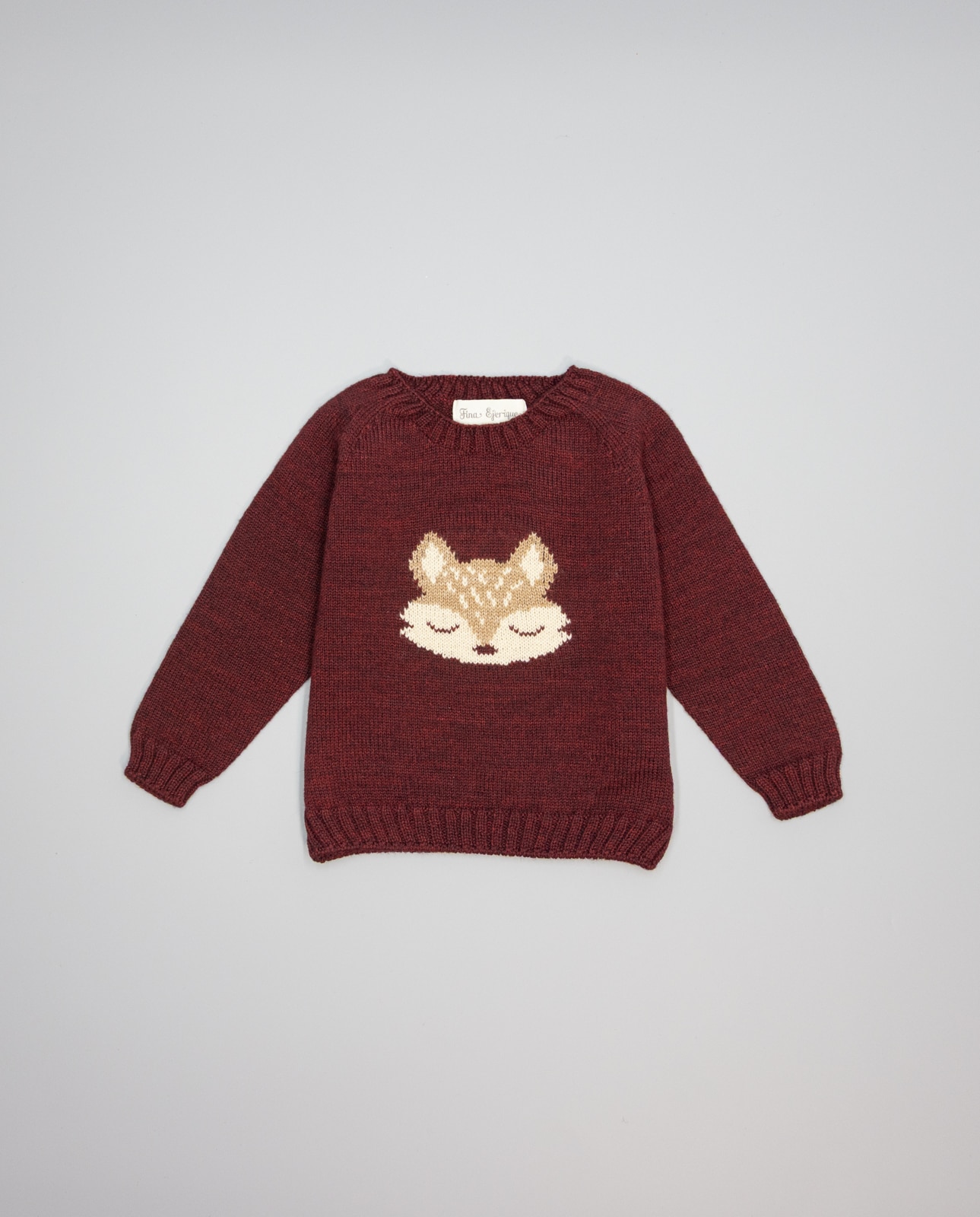 Camisola Bordeaux de Lã Merino com Intarsia de Raposa Bordeaux-2