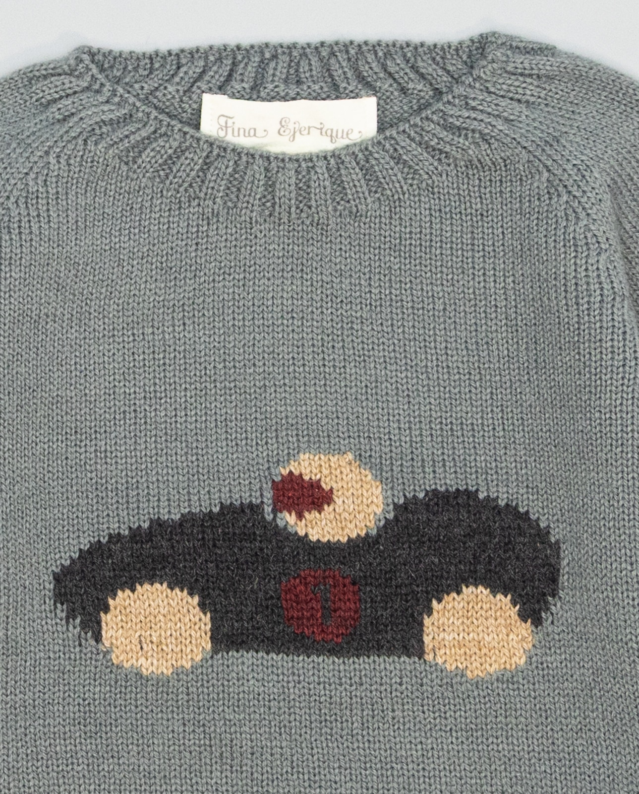 Camisola em Verde Jade de Lã Merino com Intarsia de Carro Verde-3