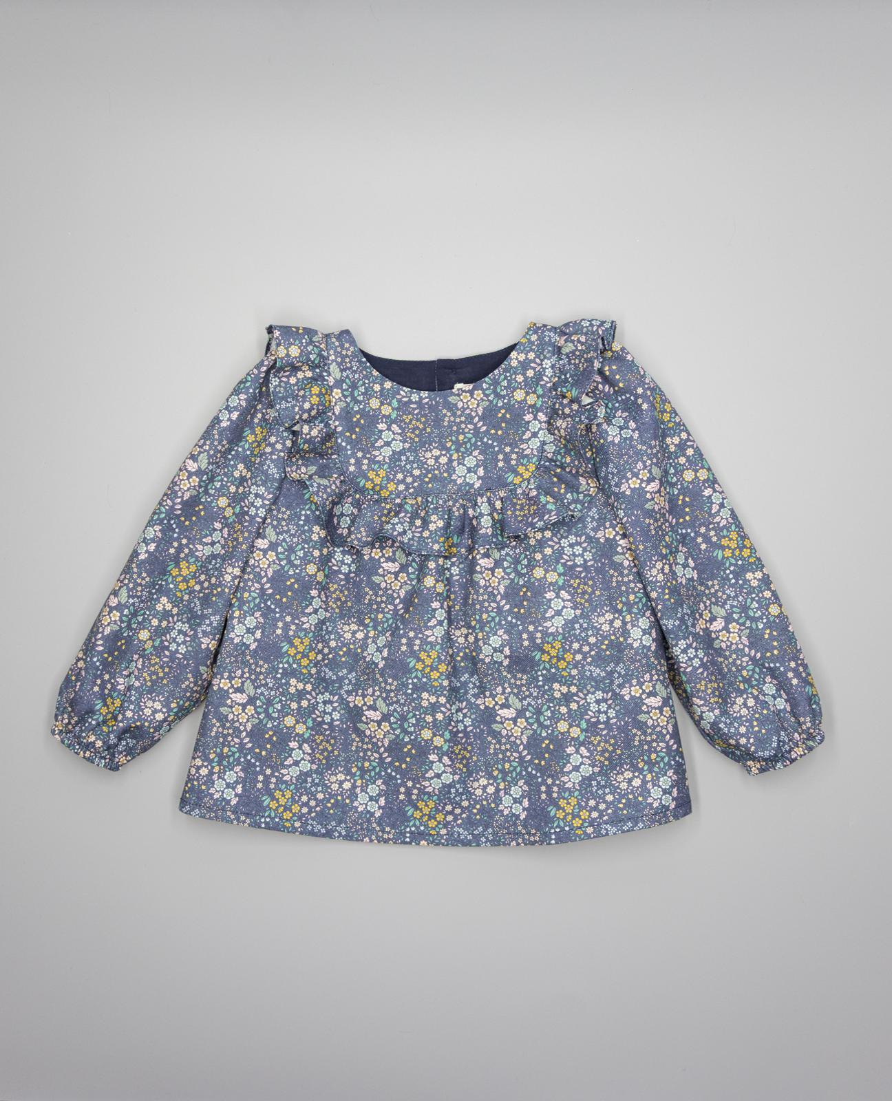 Imagem 0 de Blusa Infantil em Estampado Floral com Canesú e Folho