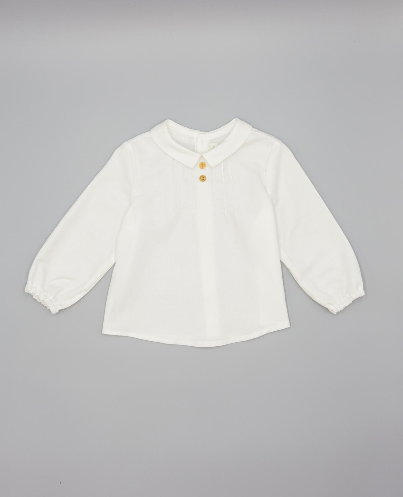 Imagem 0 de Camisa em Cru com Pregas e Botões de Madeira Infantil