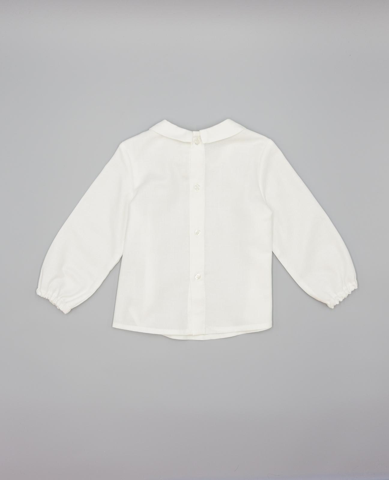 Camisa em Cru com Pregas e Botões de Madeira Infantil Cru-2
