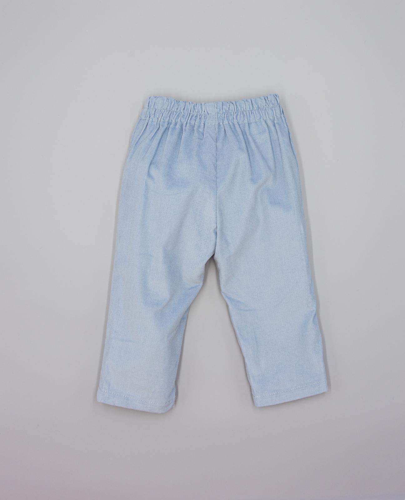 Calças Azul de Microbombazina com Bolsos Ojal Azul-2