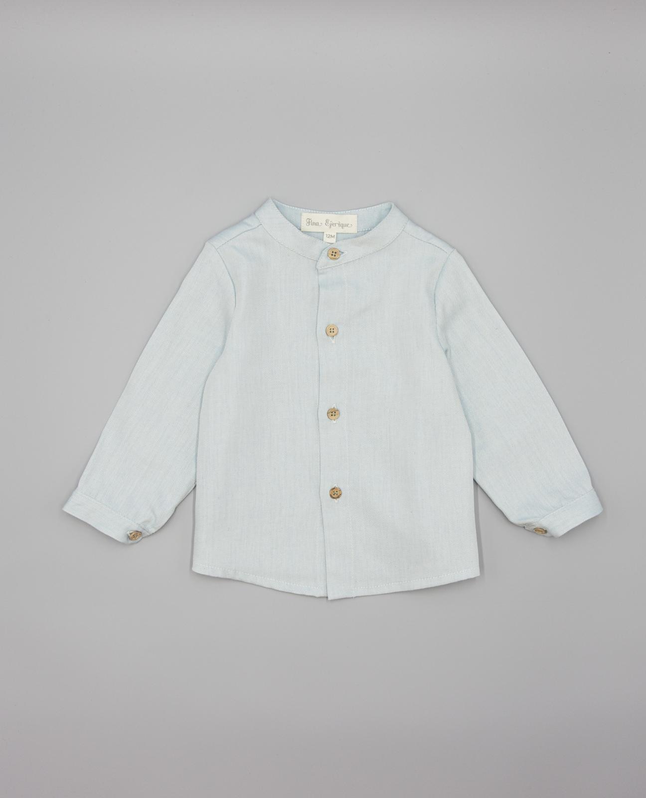 Imagem 0 de Camisa Verde Jade de Viella com Gola À Padre e Botões de Madeira