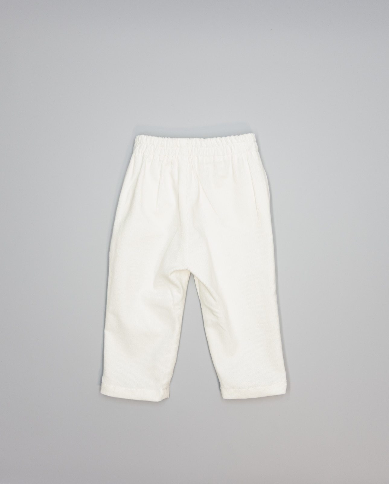 Calças de Microbombazina Infantil com Folho nos Bolsos Laterais Branco-2