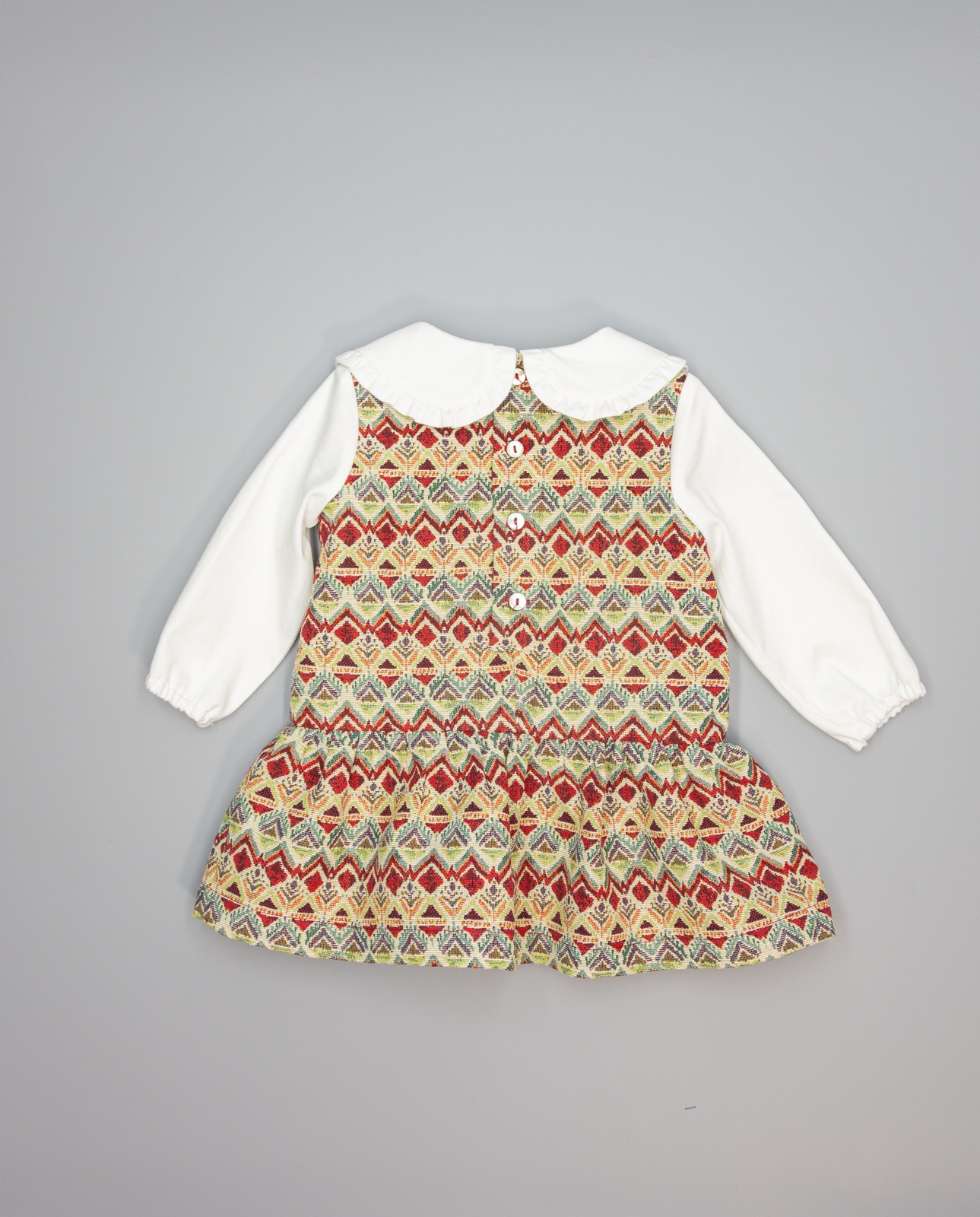 Vestido Pichi de Tecido Tapeçaria com Laços Frontais Vermelho-2