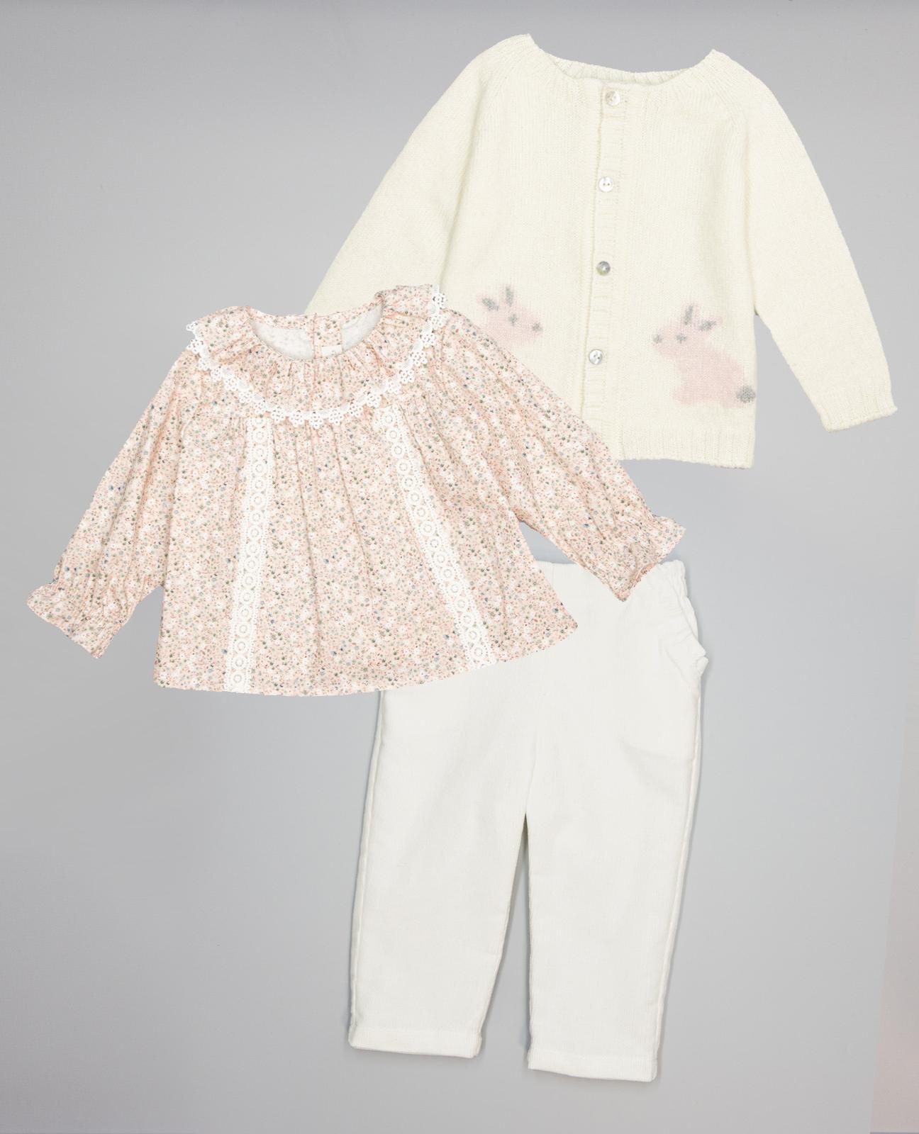 Camisa de Viella Floral Rosa com Folho e Entredós na Frente Rosa-4