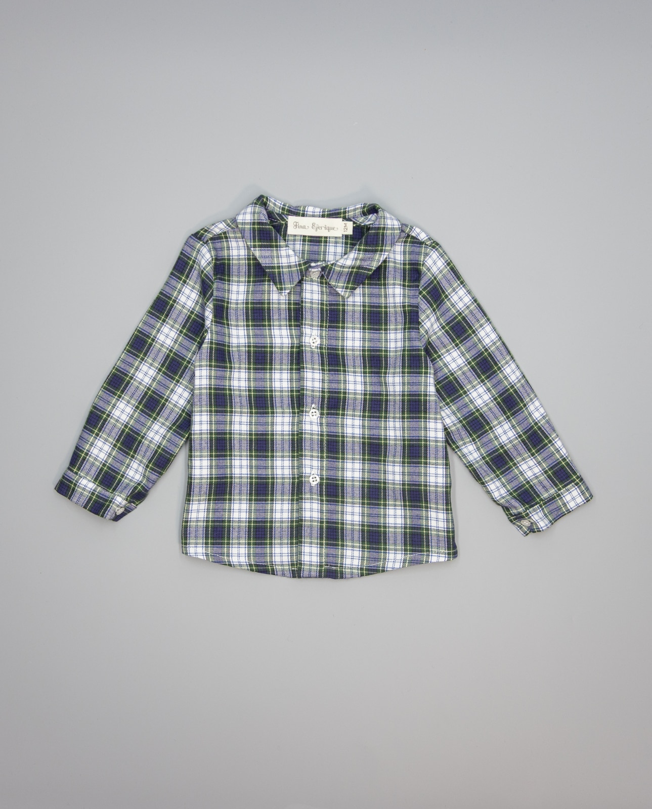Imagem 0 de Camisa Infantil de Viella Aos Quadrados em Verde e Azul com Gola