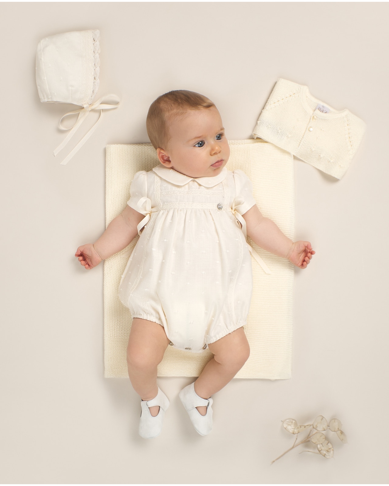 Babygrow para Bebé Coleção Essencial de Muselina e Plumeti PAZ Rodríguez Cru-3