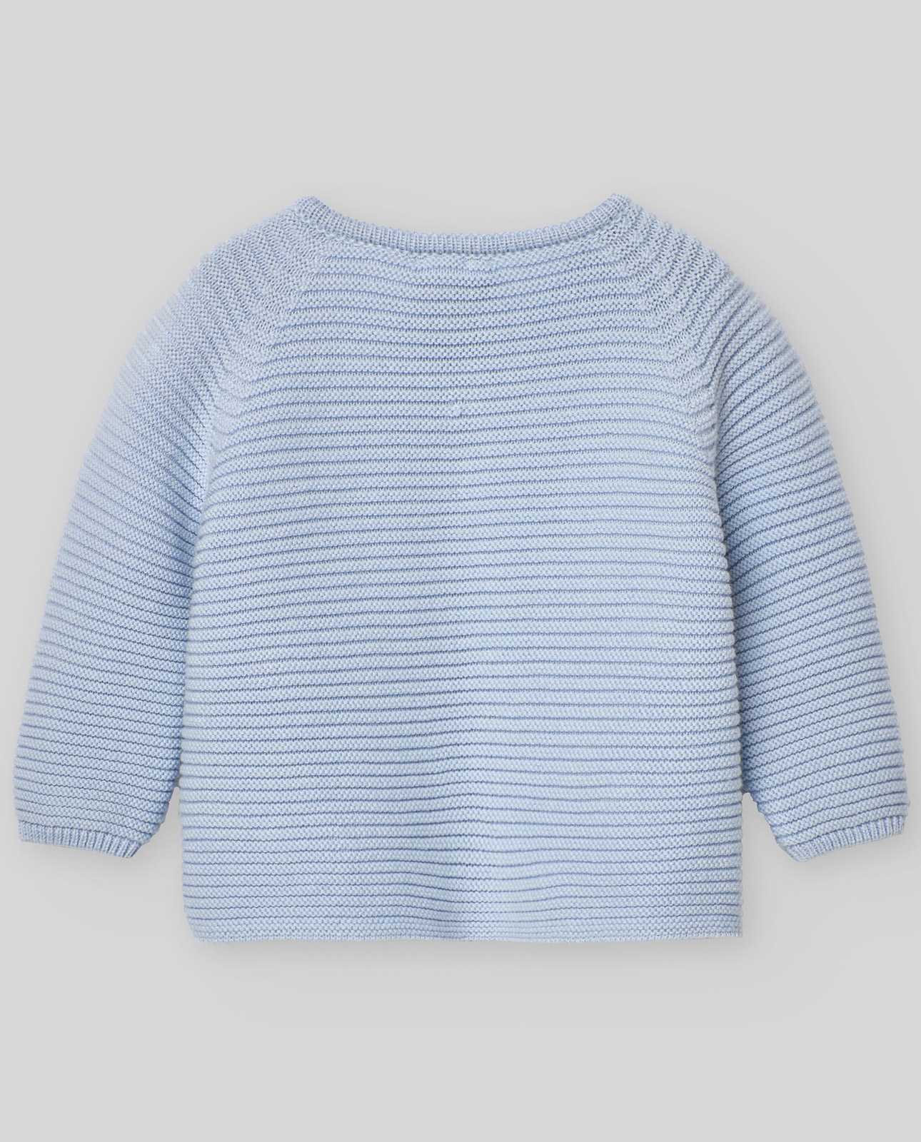 Casaco de Malha com Mangas Compridas e Gola Redonda, Perfeito para a Temporada Primavera-verão. Apresenta Um Atraente Design Às Riscas e Fecha com Dois Botões de Madrepérola na Parte Frontal. Inclui Uma Placa de Madrepérola Distintiva de Paz Rodríguez Azul-2