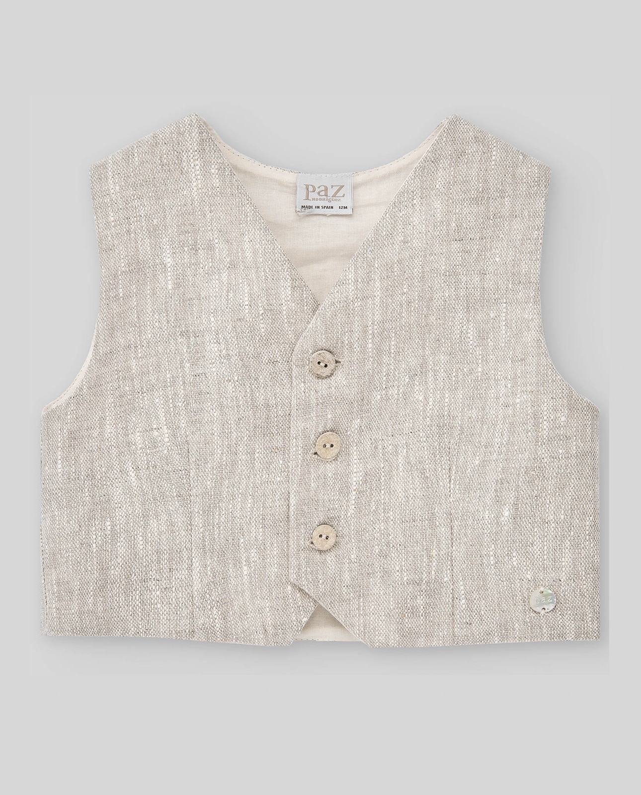 Imagem 0 de Colete Cerimónia em Linho com Decote em V e Cruzamento de Botões